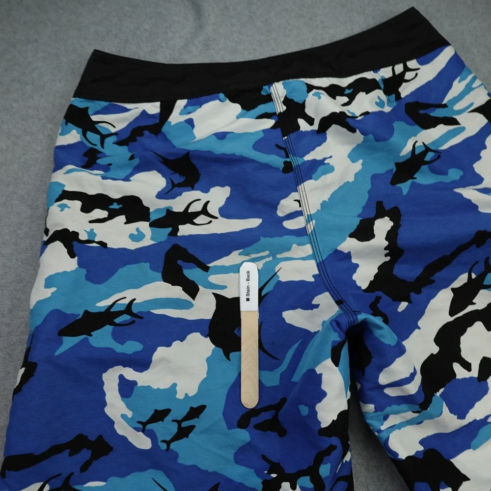 Pelagic Board Shorts‎ Mens 36 Camo Blue White Black Swim Trunks Fishing